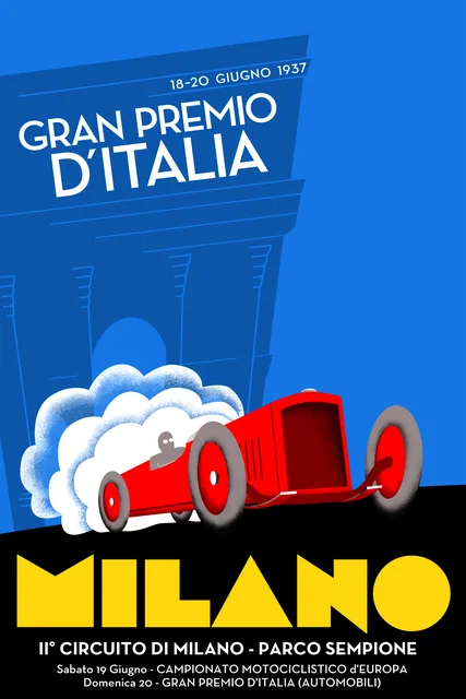 1937 Milano Formula 1 Posteri