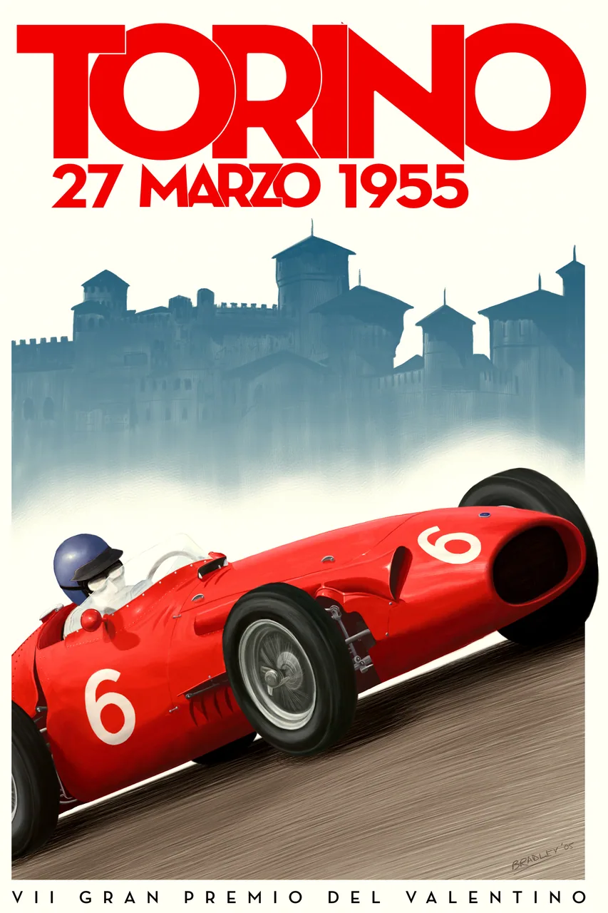 1955 Torino Formula 1 Vintage Posteri kanvas tablo