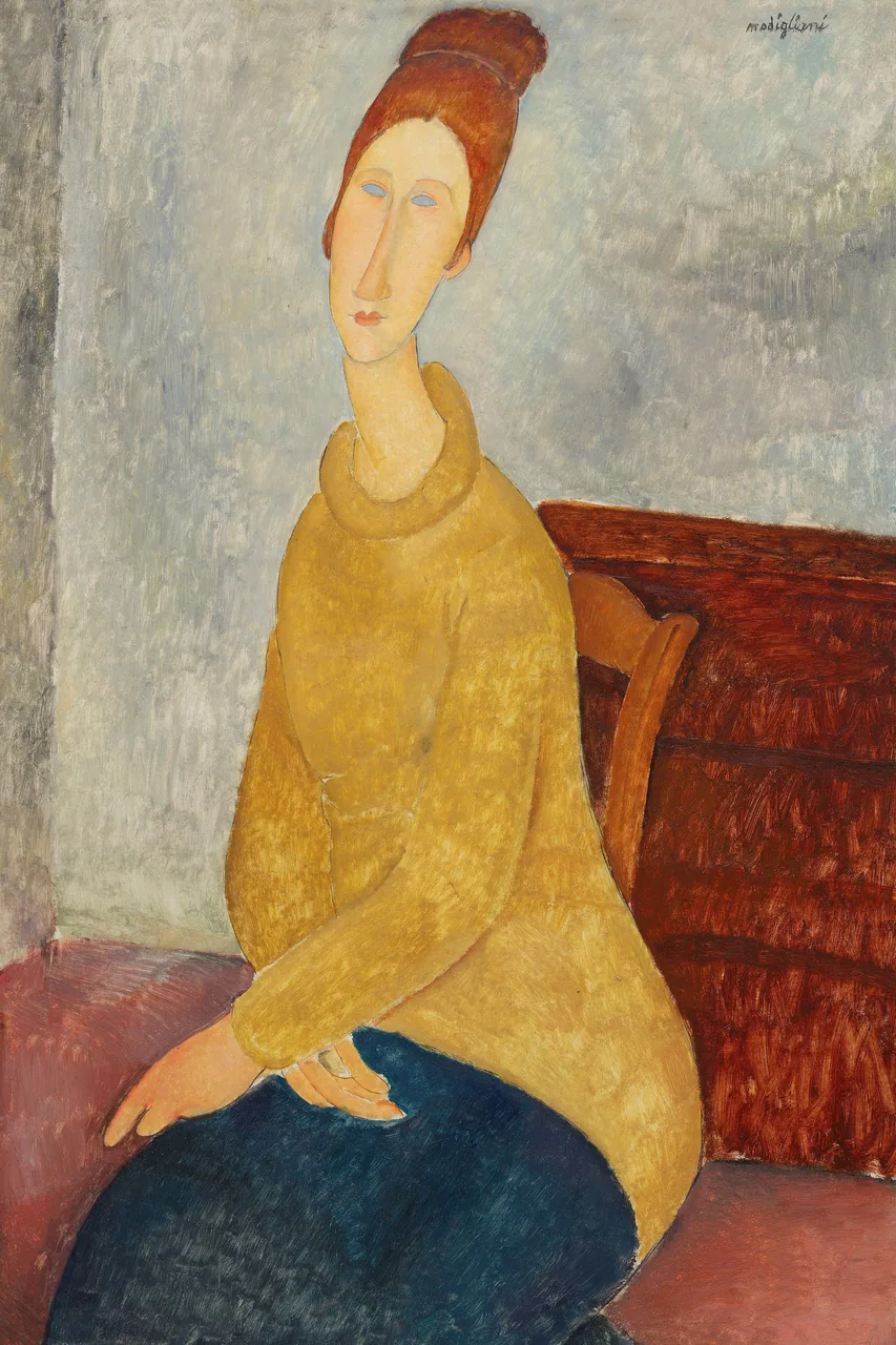 Sarı Kazaklı Jeanne Hébuterne kanvas tablo