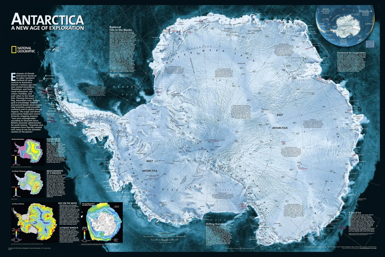 Antarktika Haritası kanvas tablo