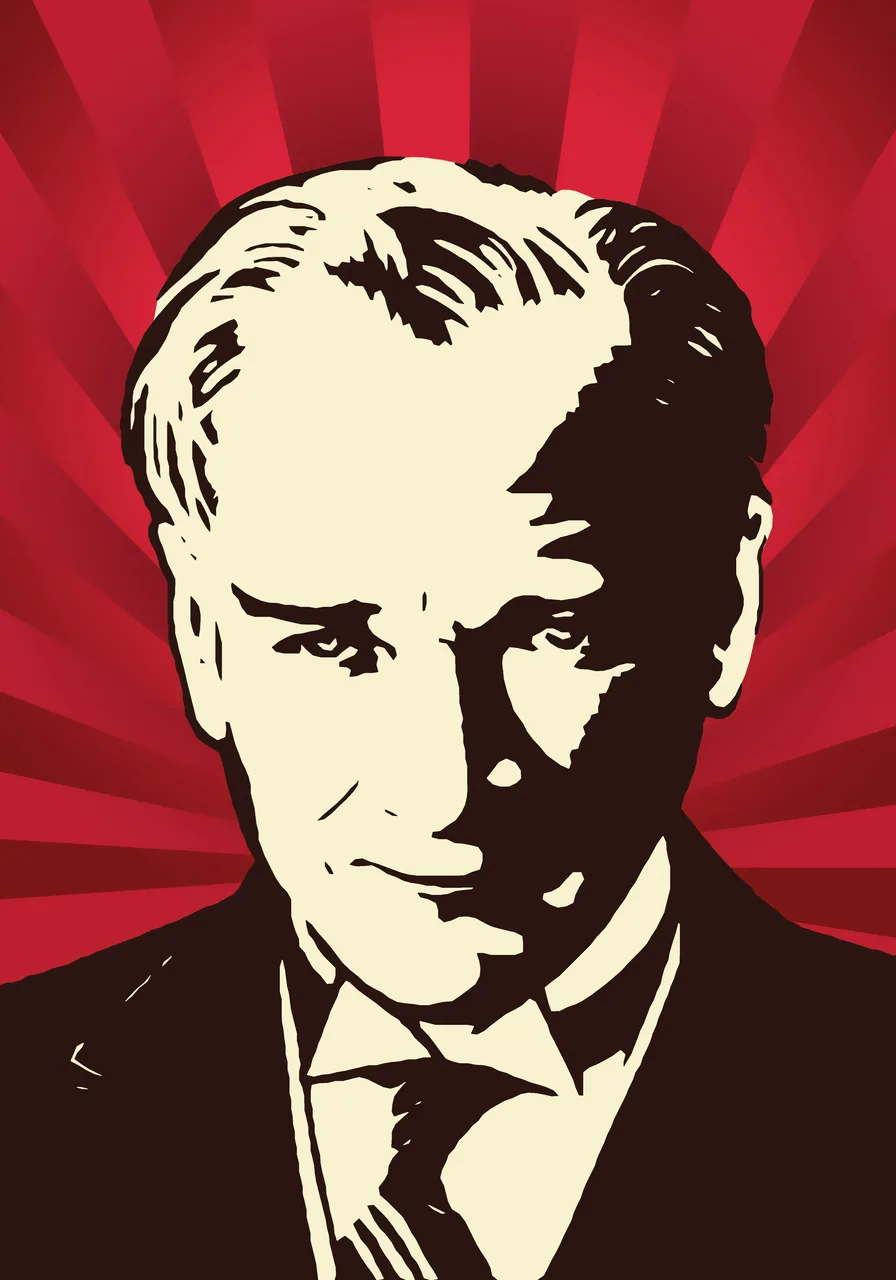 Atatürk Renkli Silüet kanvas tablo