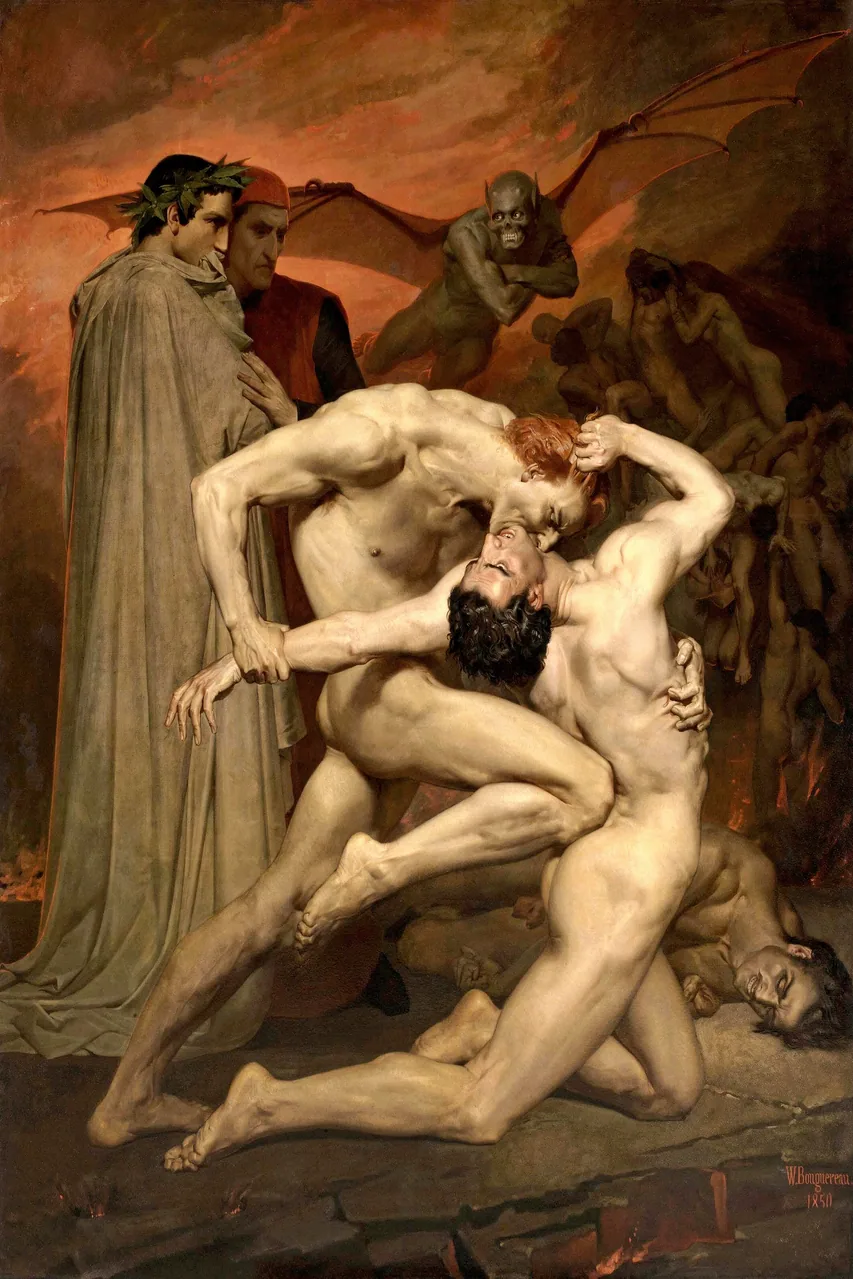 Cehennemde Dante ve Vergilius kanvas tablo