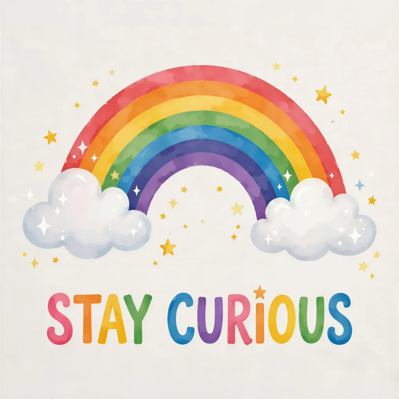 Rainbow Stay Curious kanvas tablo