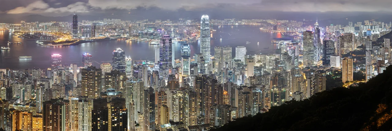 Hong Kong Gece Panoraması kanvas tablo