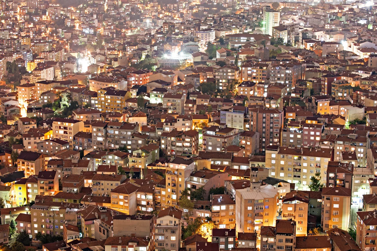 İstanbul Binaları Gece kanvas tablo