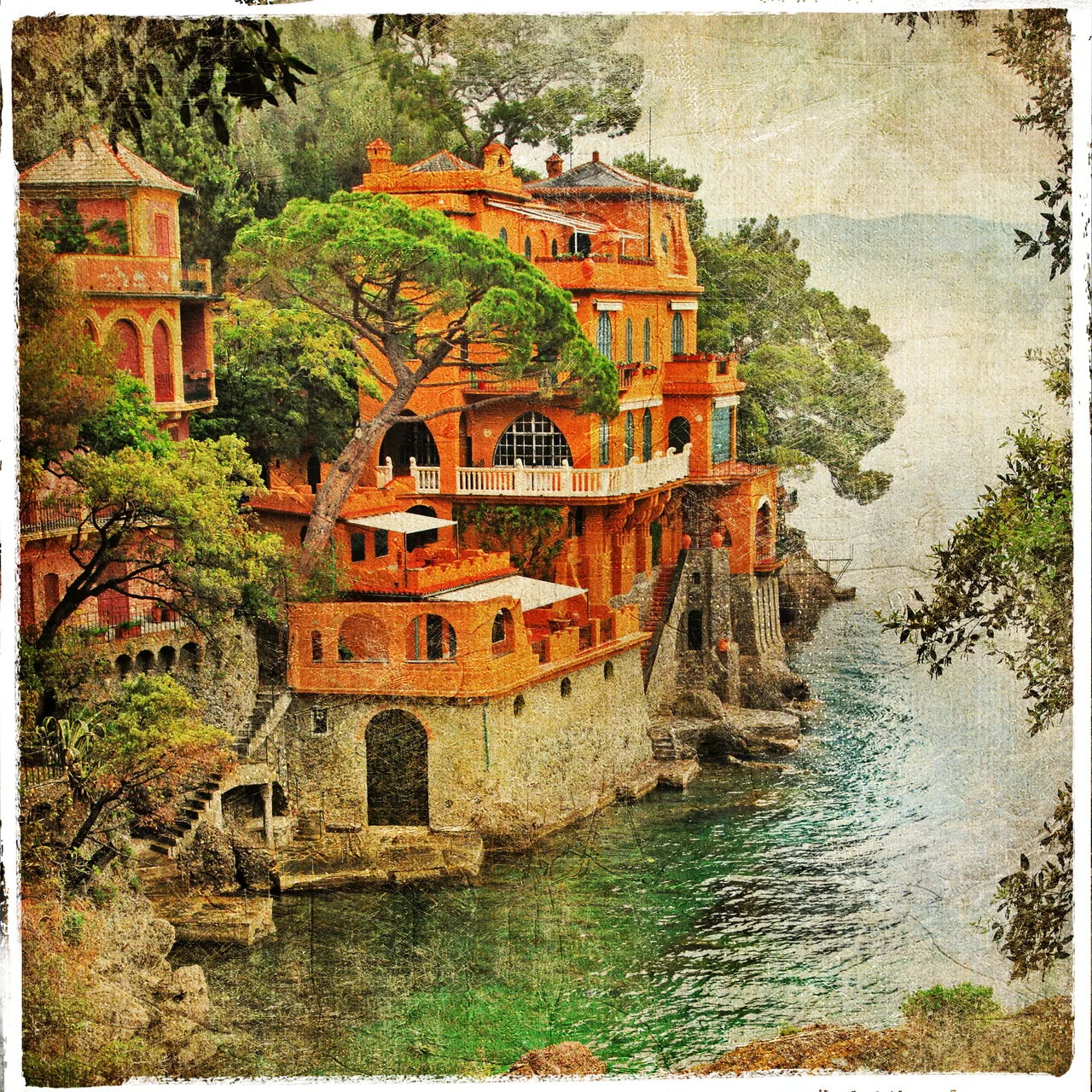 İtalya Liguria Portofino kanvas tablo
