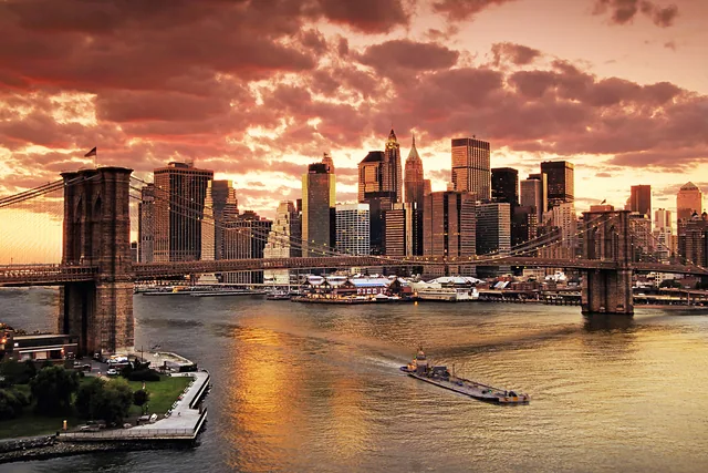 Gün Batımında Brooklyn Köprüsü