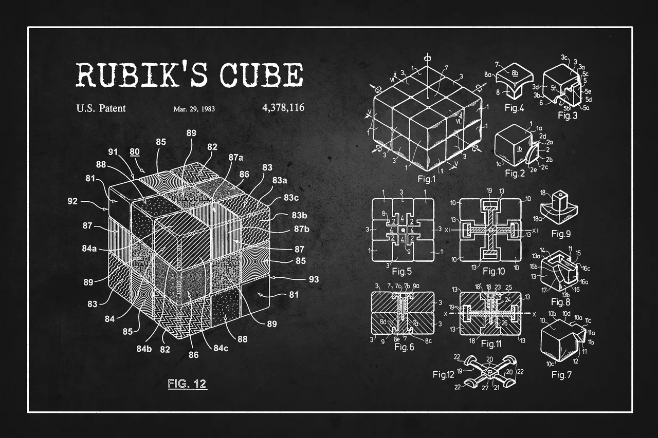 Rubik Küpü Patenti kanvas tablo