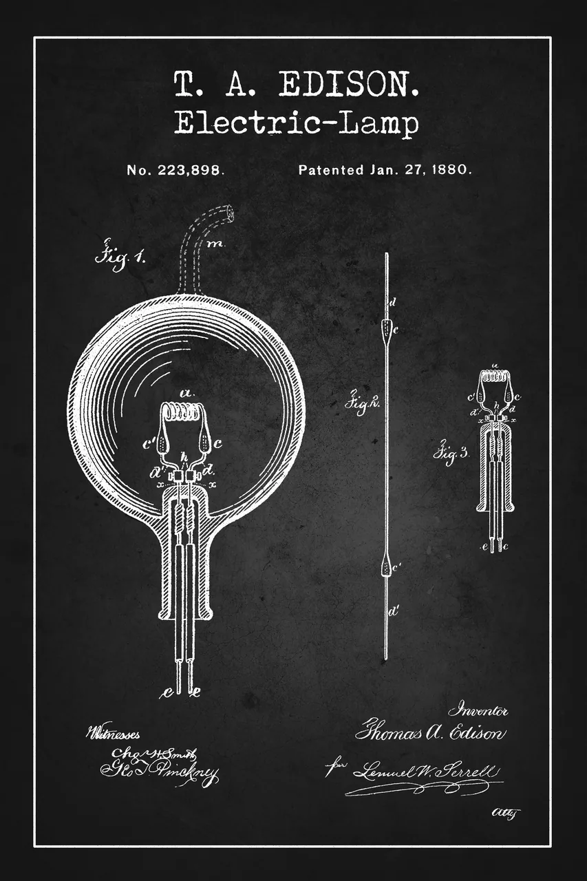 Thomas Edison Elektrik Lambası Patenti kanvas tablo