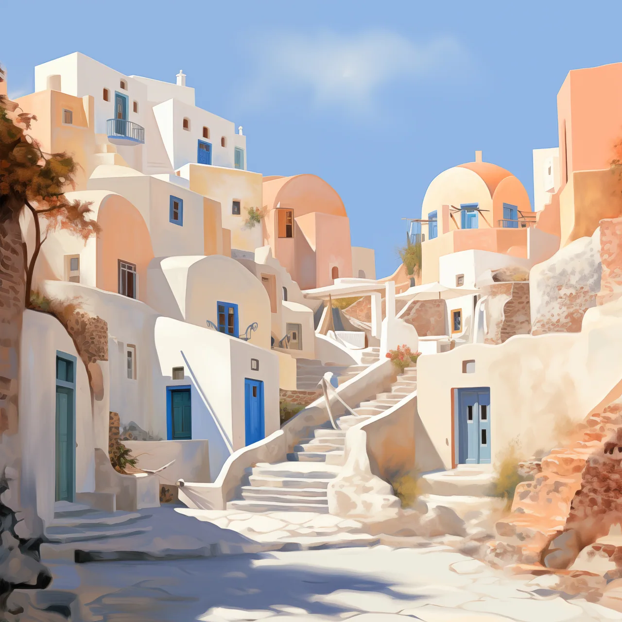 Santorini Manzarası kanvas tablo