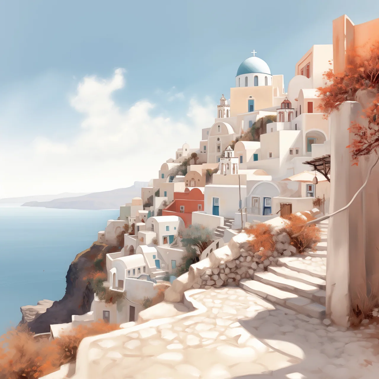 Santorini Manzarası kanvas tablo
