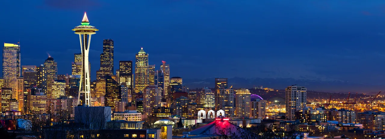 Gece Seattle Space Needle kanvas tablo