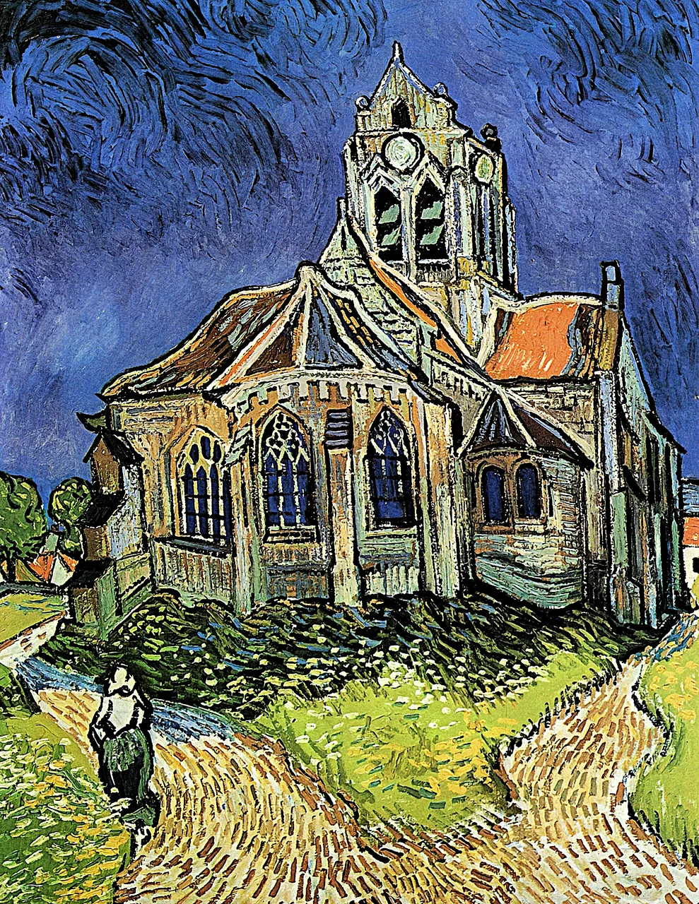 Auvers Kilisesi kanvas tablo