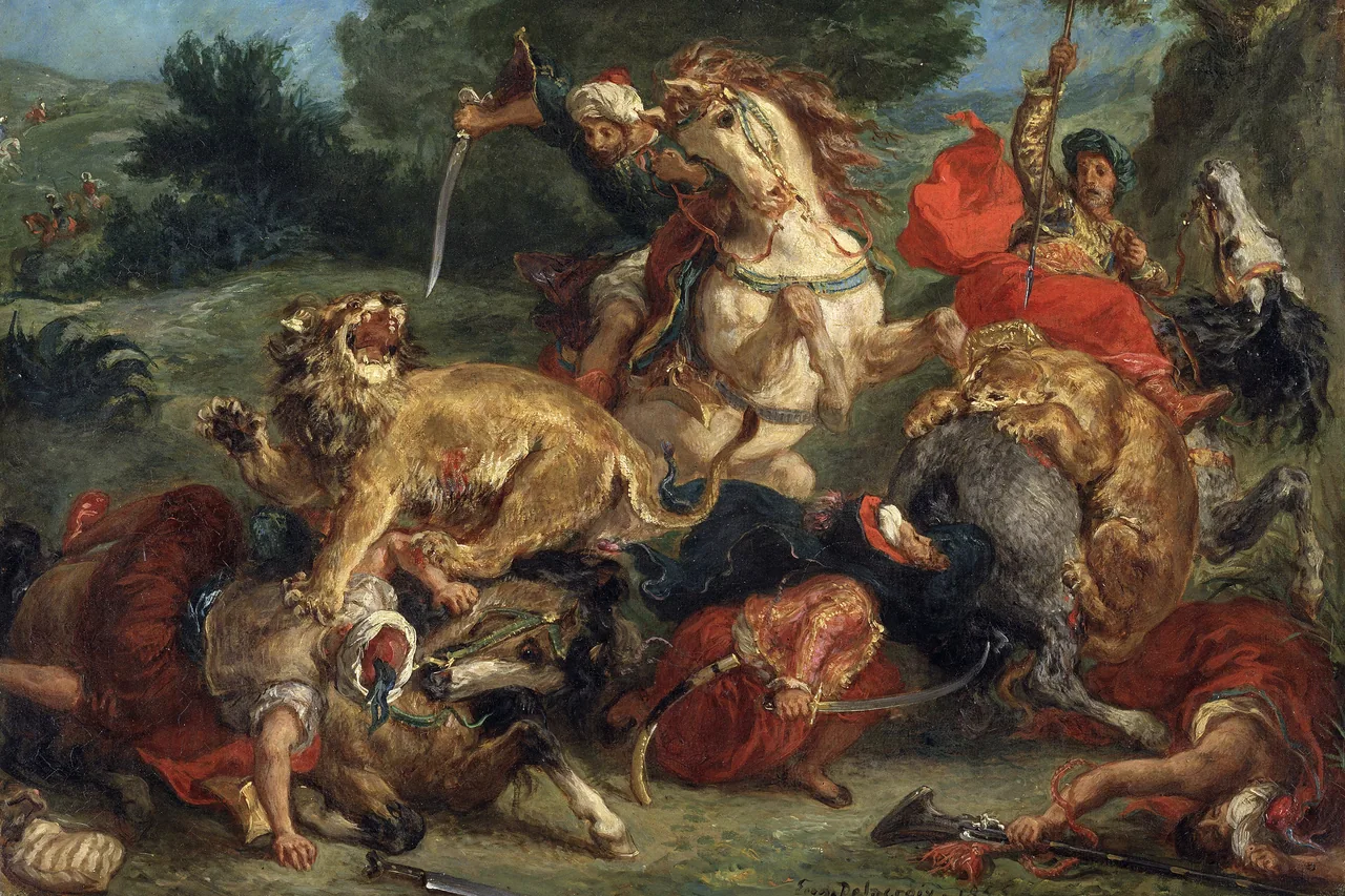 Aslan Avı kanvas tablo