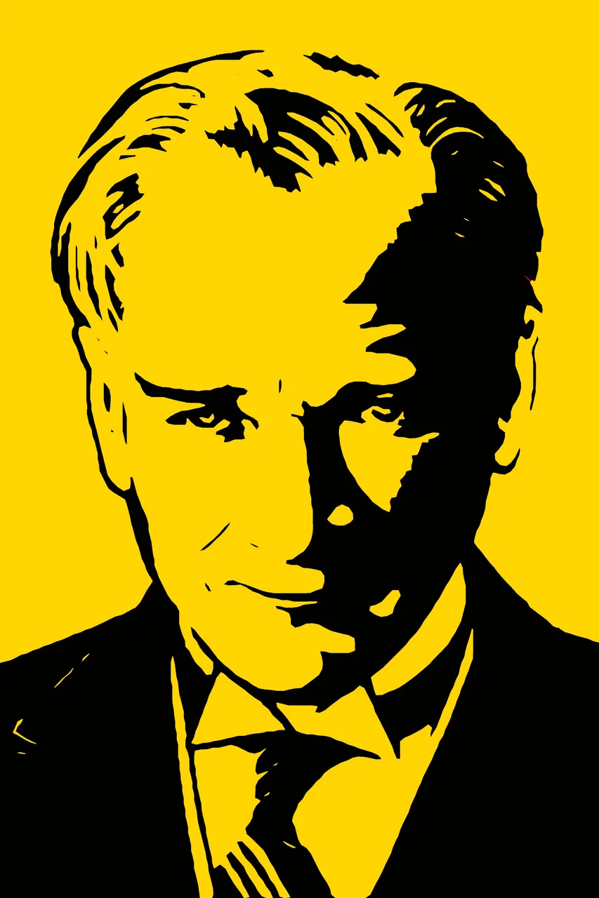 Atatürk Sarı Silüet kanvas tablo