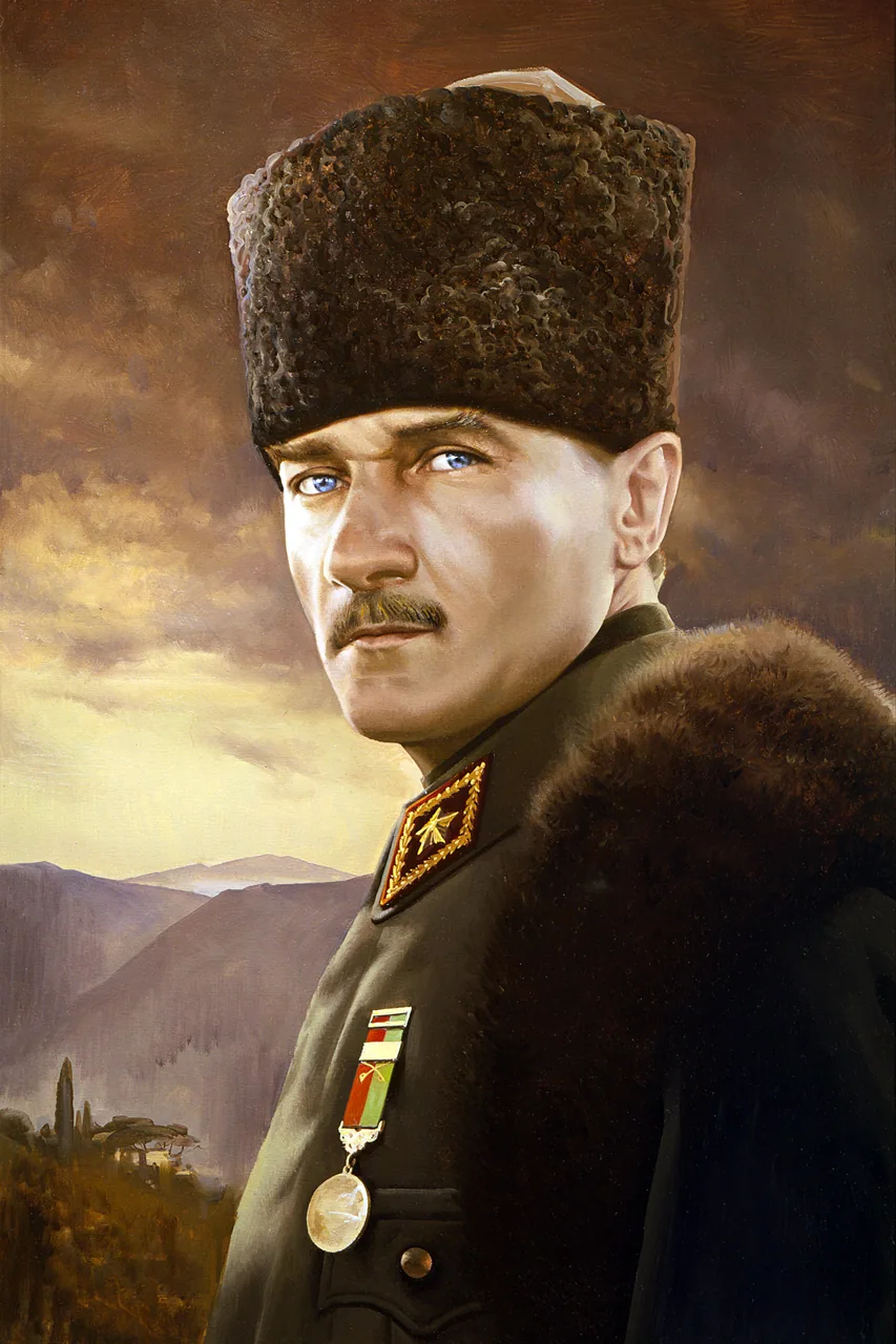 Üniformalı Atatürk kanvas tablo