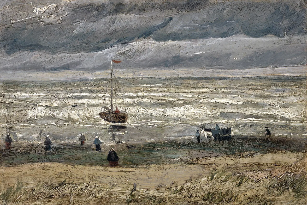 Fırtınada Scheveningen Plajı kanvas tablo