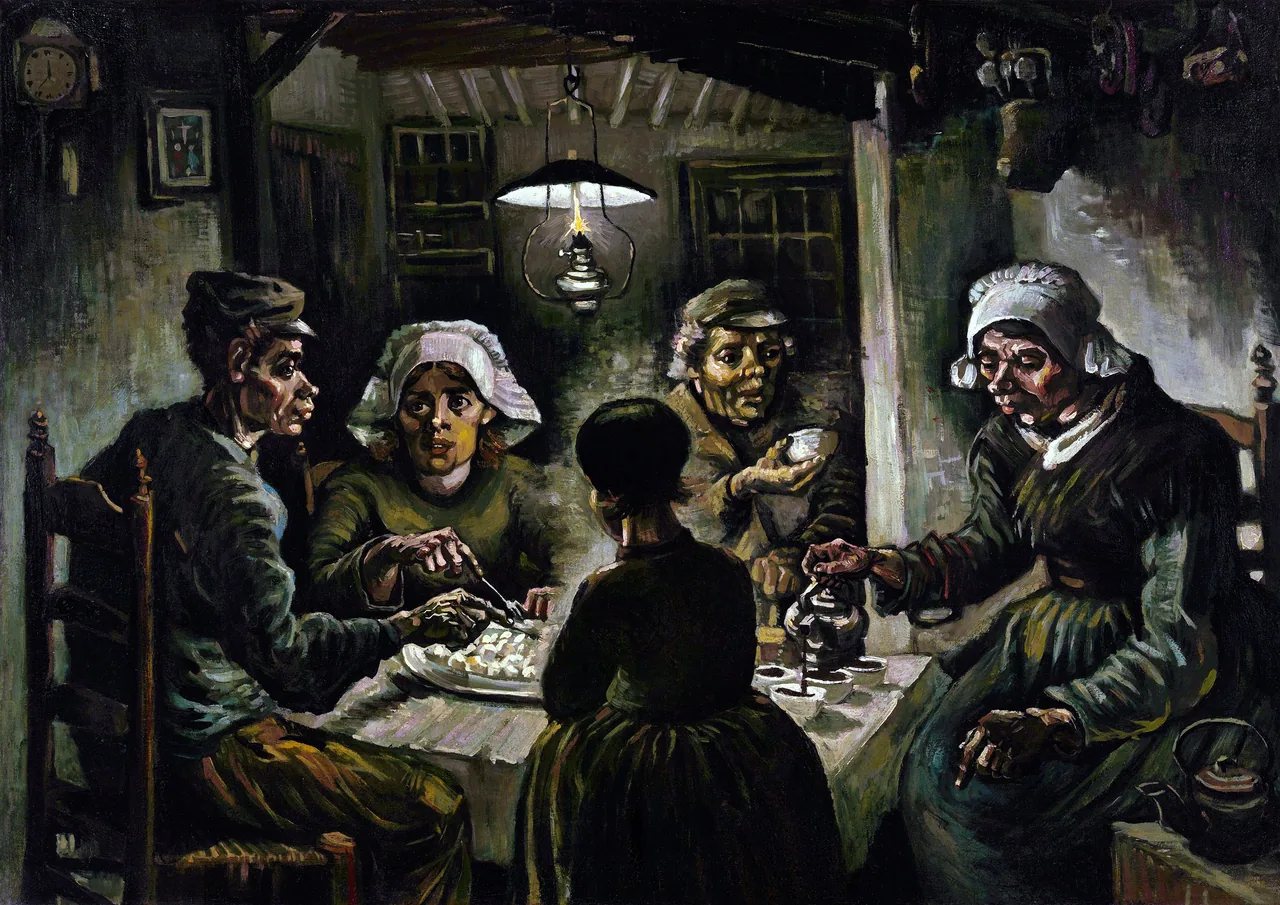 Patates Yiyenler kanvas tablo