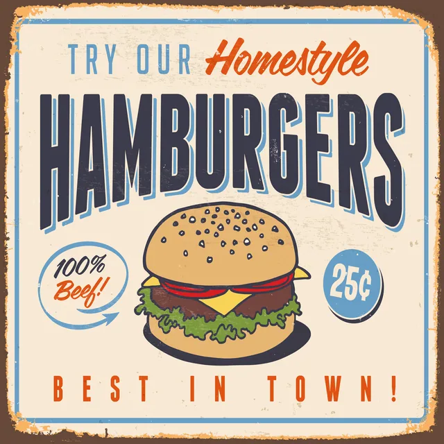 Vintage Burger Afişi