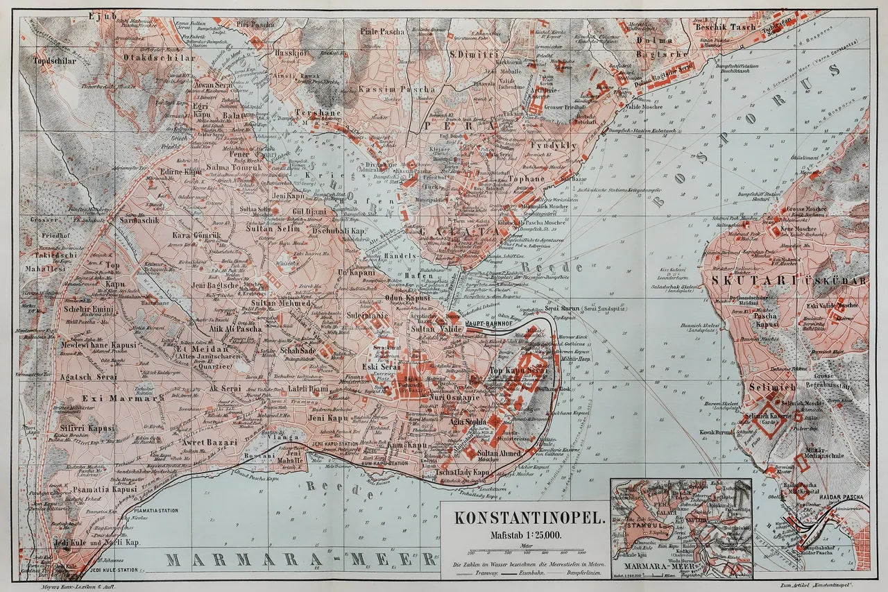 Eski Konstantinopolis Haritası kanvas tablo