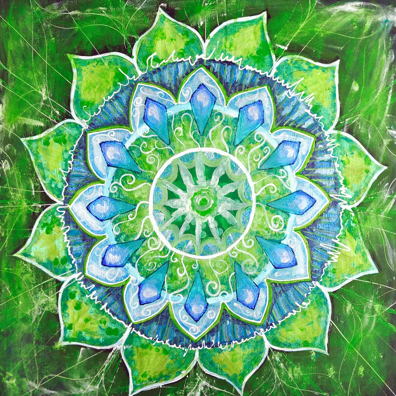 Yeşil Mandala kanvas tablo